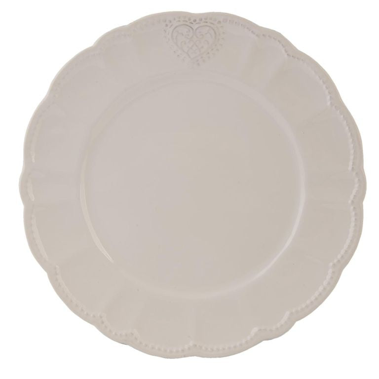Talerz obiadowy serce biały 26 cm Clayre Eef