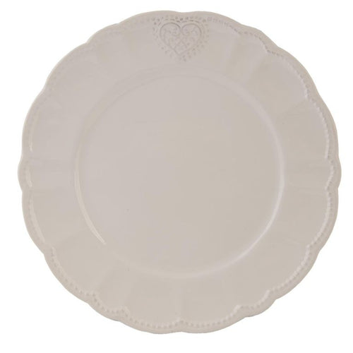 Talerz obiadowy serce biały 26 cm Clayre Eef