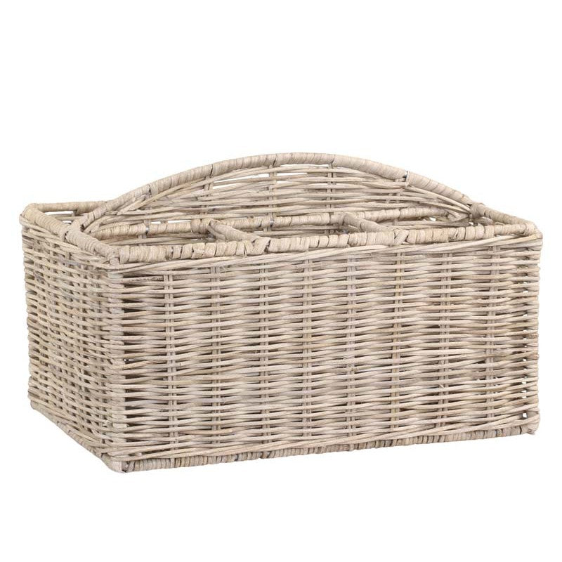 Rattanowy pojemnik na sztućce Chic Antique  z przegródkami