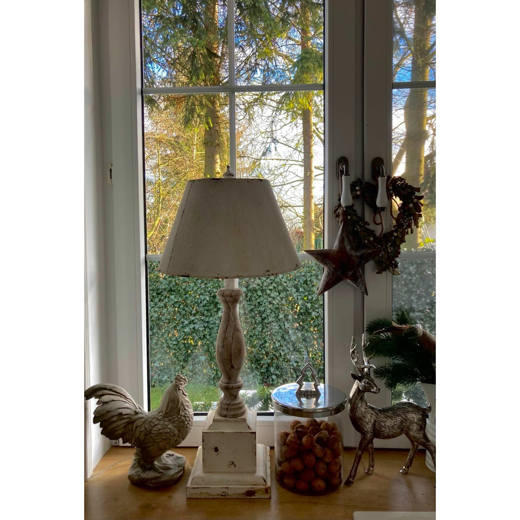 Lampa stołowa rustykalna metalowa biała Clayre Eef