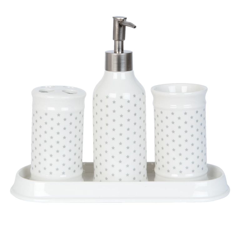 Zestaw łazienkowy biały w gwiazdki Clayre Eef