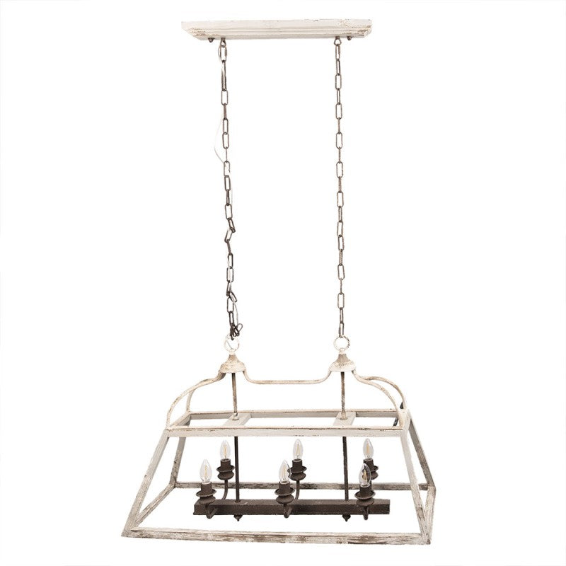 Żyrandol podłużny kolonialny drewniany Clayre Eef