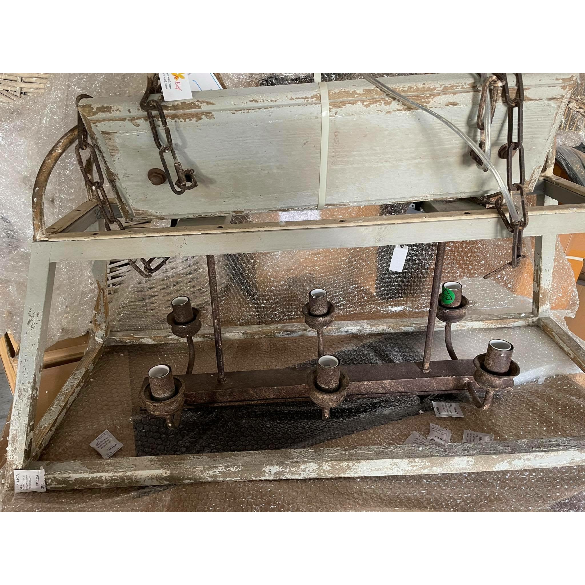 Żyrandol podłużny kolonialny drewniany Clayre Eef