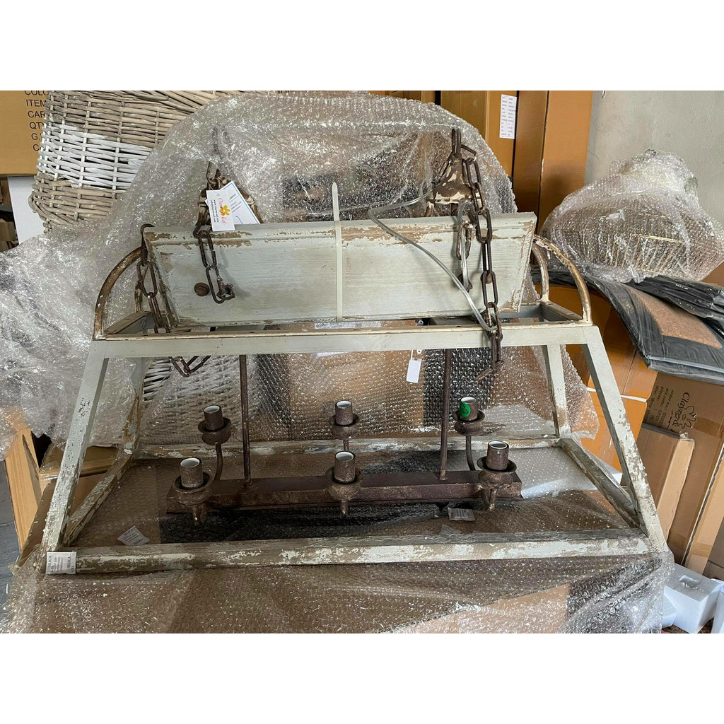 Żyrandol podłużny kolonialny drewniany Clayre Eef